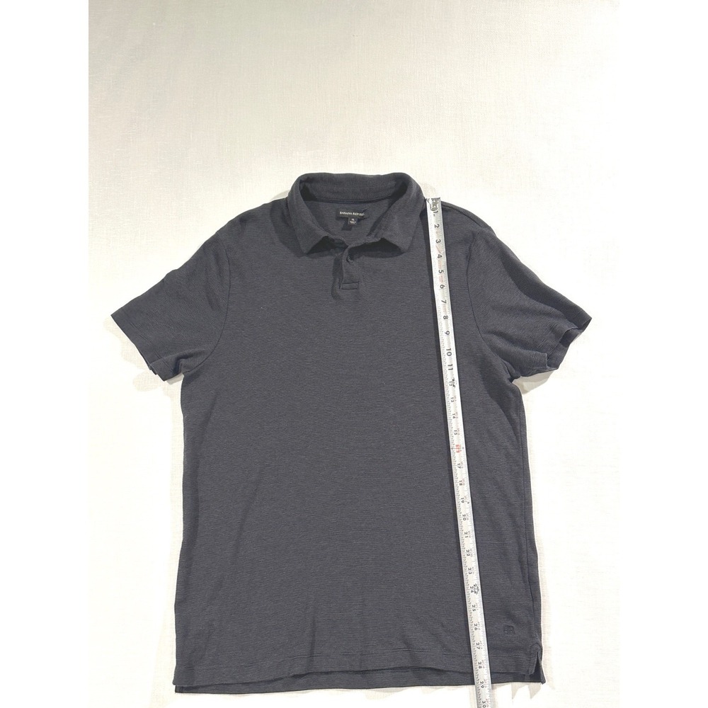 Banana Republic‎ Mens XL Polo Shirt Charcoal Grey Micro Stripe 100% Cotton - Picture 4 of 8